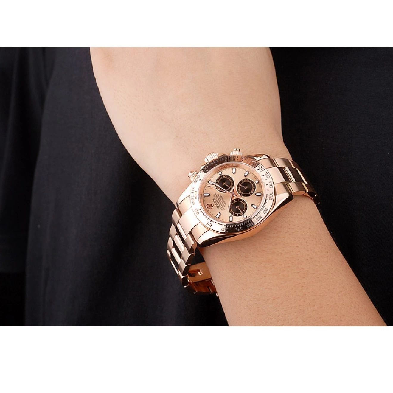 Best AAA Replica Sites Gold Daytona Dial Bezel Steel Stainless Rolex Rose Rose Plated Gold 0626
